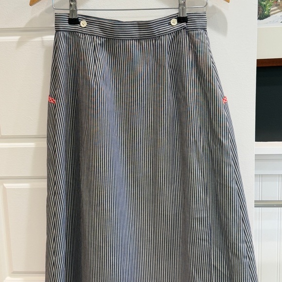 Spectator II 1970s Striped Denim Wrap Maxi Skirt with Floral Appliqués - Picture 7 of 13